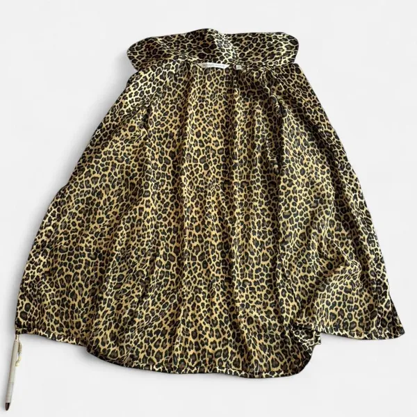 Victoria's Secret Women's Pajama Top S Leopard Print Satin-Like Black Tan - Image 5