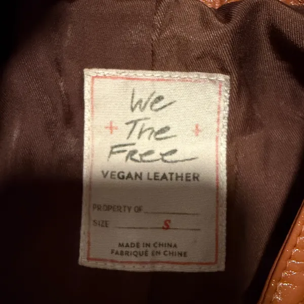 We the Free People Vegan‎ Faux Leather Cognac Moto Jacket Rock - Image 5