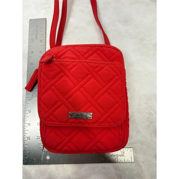 Vera Bradley Red Quilted Crossbody Bag Flap ID Window Wallet Purse - Image 2