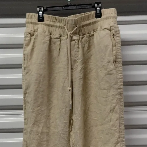 Quince Women 100% European Linen Pants Size Medium Flax Wide Leg Vacation Travel - Image 5