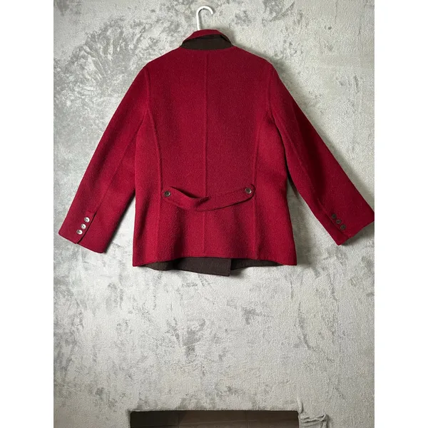 J.Jill Reversible Wool Alpaca Blend Jacket Cottagecore Equestrian Heritage Large Brown - Image 4