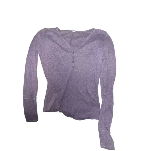 ✨Zyia Active Don't Wake Me Up Sz Small shirt purple waffle knit thermal✨ - Image 6
