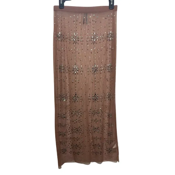 Anthropologie Crystal Sheer Maxi Skirt XS Fairycore Mesh Bling Ethereal - Image 2
