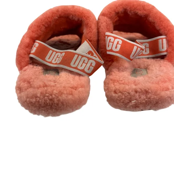 UGG Fluff Yeah Slide Sheepskin Slippers Coral Pink Orange Women 8‎ Y2K Spa Cozy - Image 5