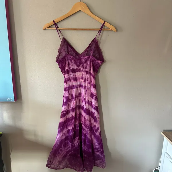 Frida Purple Tie Dye Lace Midi Dress Size S/M - Image 5