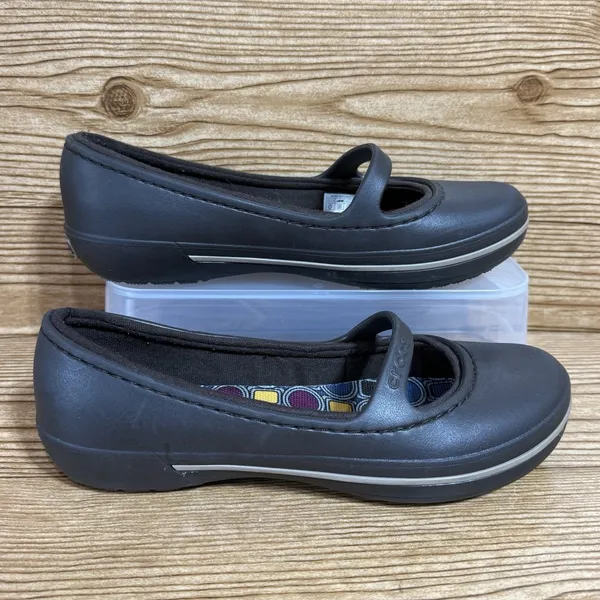 Crocs Shoes Woman 6 Mary‎ Jane Crocband Flats Brown Casual Slip On Comfort 11092 - Image 10