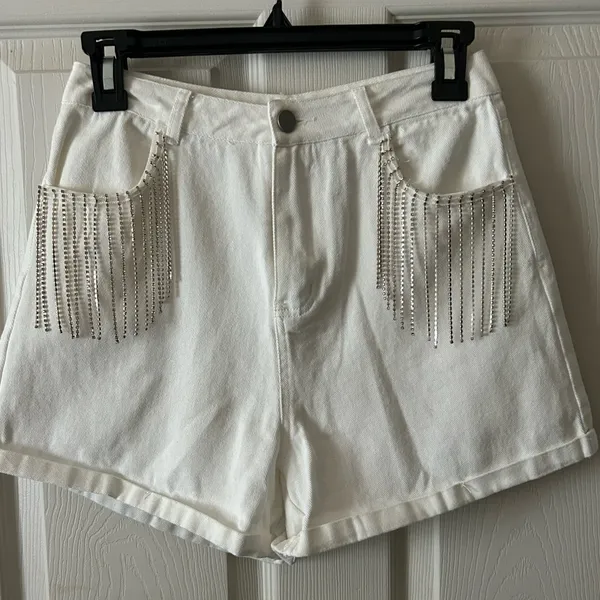 Cloud Ten She’s Stealing Our Hearts White Girls Trip Rhinestone‎ Shorts Sz S - Image 7