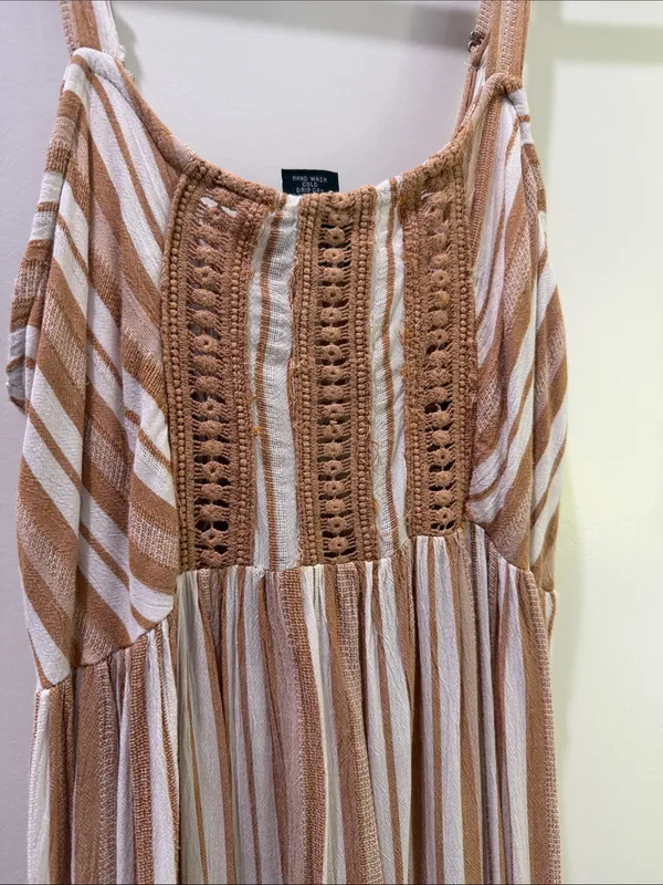 Angie Striped Maxi Dress in Beige and White - Image 3