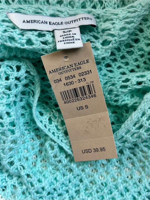 American Eagle Light Mint Open-Knit Stripe Sweater SM NWT - Image 10