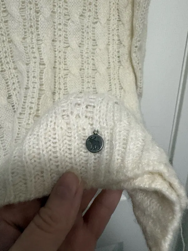 *Abercrombie Cream Open Knit Wool Blend Lightweight Long Sleeve Sweater - Image 5