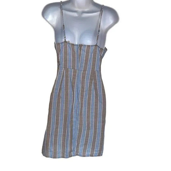 Altar'd State Women's Striped Square Neck Wrap‎ Mini Dress Blue Gray Size Small - Image 2