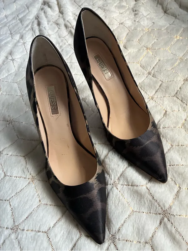 New Guess Leopard Print Pointed-Toe Stiletto Heels in Black and Brown size 6M - Image 8