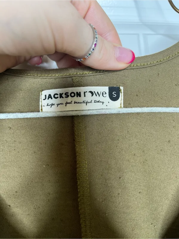 Jackson Rowe Olive Green Knit Romper Button Up Lagenlook Fairycore Small Forest - Image 4
