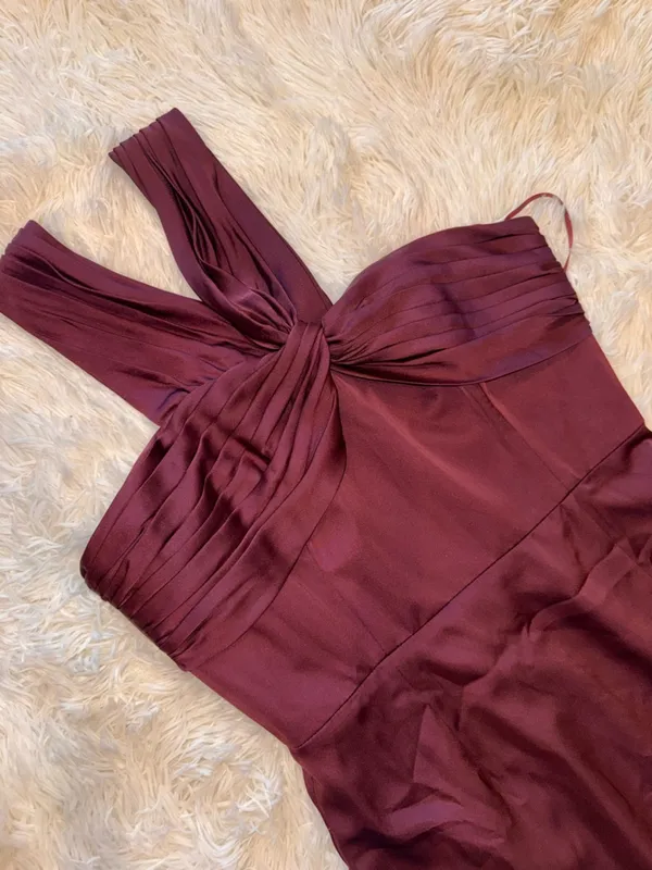 NEW Dress The Population Rosalia Sleeveless Dark Cherry burgundy Satin Gown Sz L - Image 6
