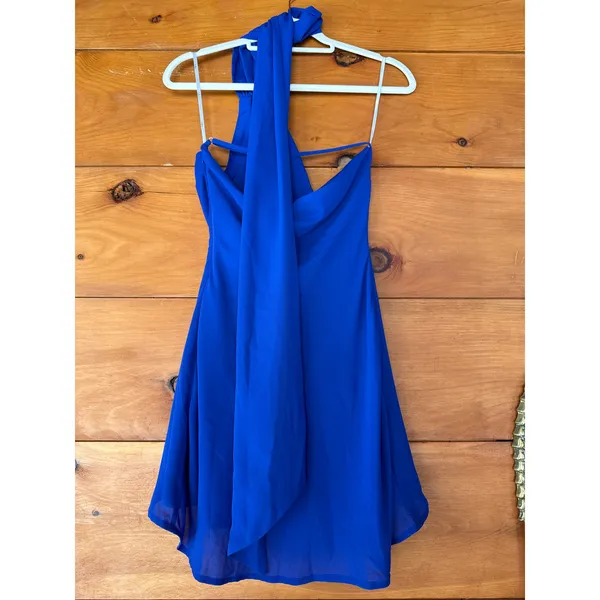 NWT Lulus Isloda Blue One-Shoulder Backless Sash Mini Dress Party Cocktail Sz XS - Image 5