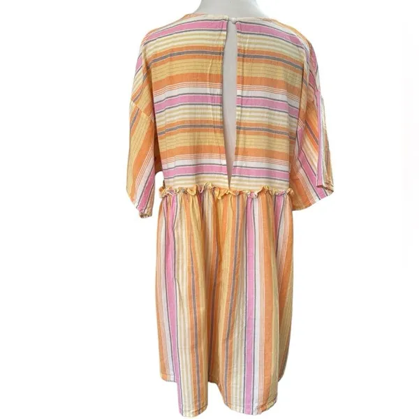 SHEIN Striped Babydoll Dress Medium Oversized Boho Summer Dress - Image 3