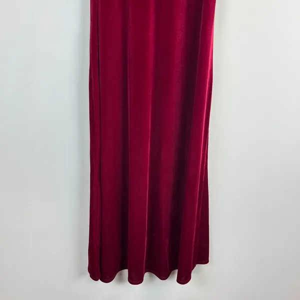 Chelsea 28 Dress XL Burgundy Red‎ Velvet Faux Wrap Maxi Holiday Dress Hi Low - Image 9