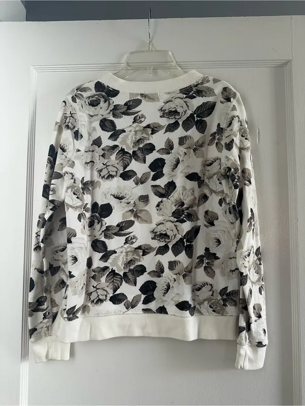 GAP Cream Floral Logo Crewneck Sweatshirt - Image 2