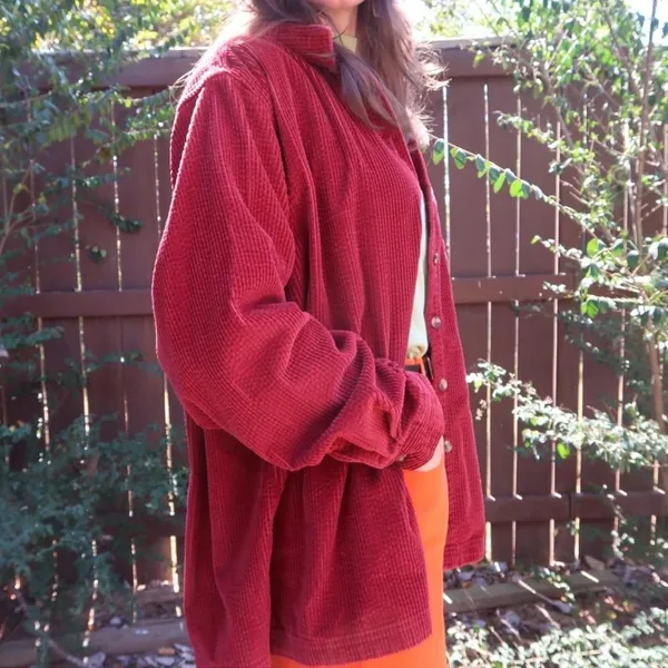 Vintage LL Bean Red Corduroy Button-Up Shirt size XL 100% cotton - Image 3