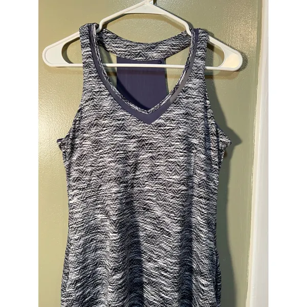 MPG Women's Size Medium Marled Performance Dress Purple Black V-Neck Sleeveless - Image 4