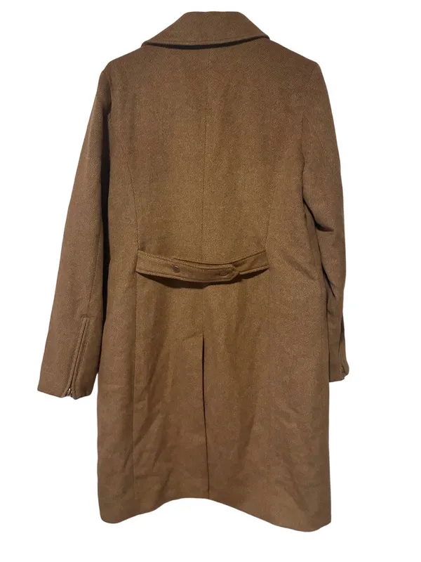 White House black market Womens Camel Long Wool-Blend Moto Coat - Image 6