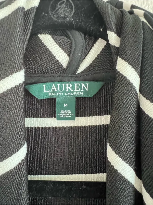 Lauren Ralph‎ Lauren Women's Open Front Waterfall Terry Cardigan Striped Black - Image 5