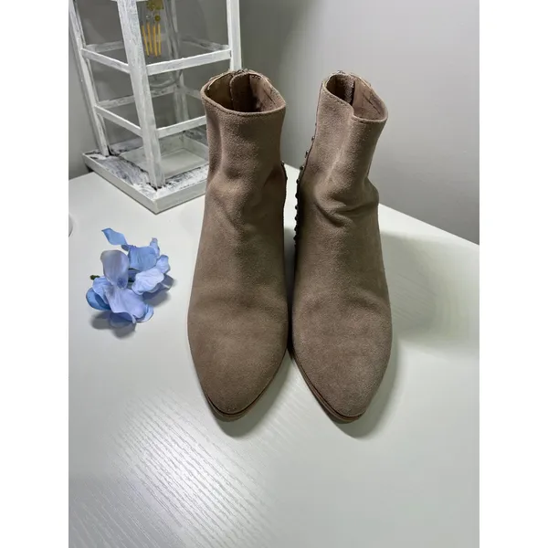 Steve Madden Jillian Taupe Suede Studded Block Heel Ankle Boots Womens 7M‎ boho - Image 3