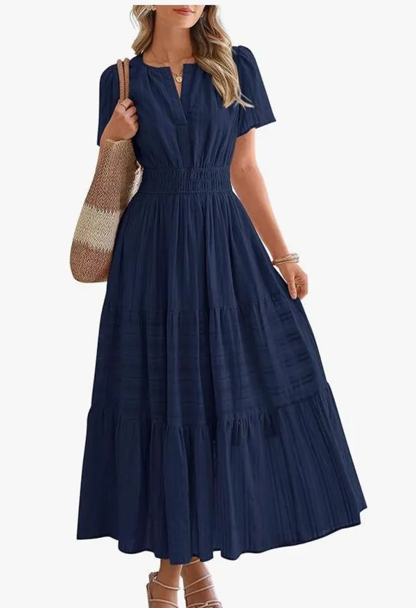 Cotton pocket Navy Blue Maxi Dress - Image 7