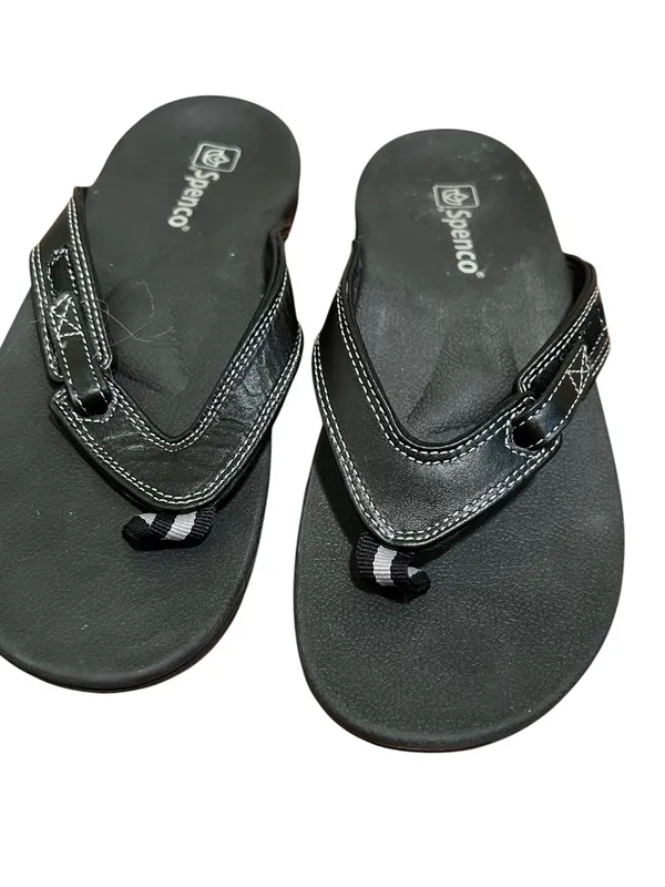 Spenco Women’s Size 8D Ava Orthotic Sandals Black‎ Adjustable Leather Thong - Image 5