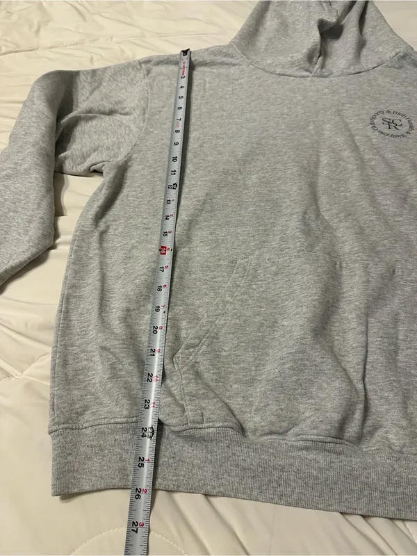 Sporty & Rich Wellness Club Cotton Blend Light Gray Hoodie - Size XL - Image 11