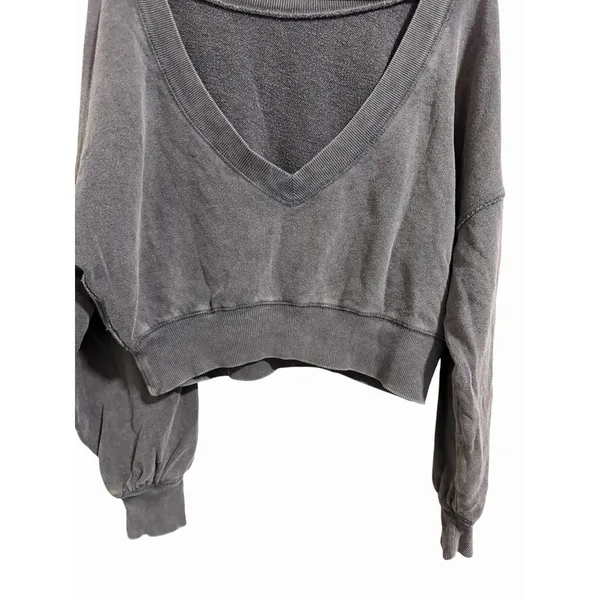 Free People‎ Take Me Back Pullover Charcoal Women's Size XS - Image 6