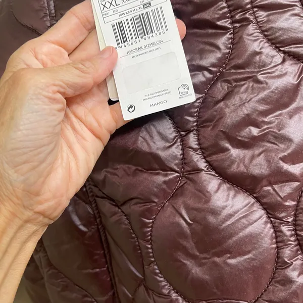 Mango MNG Anorak 012Melon Water Repellent Quilted Jacket Burgundy XXL NEW NWT - Image 7