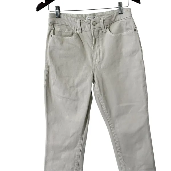 GOOD AMERICAN Classic Bone Straight Cotton High Rise Jeans Pants - Image 7
