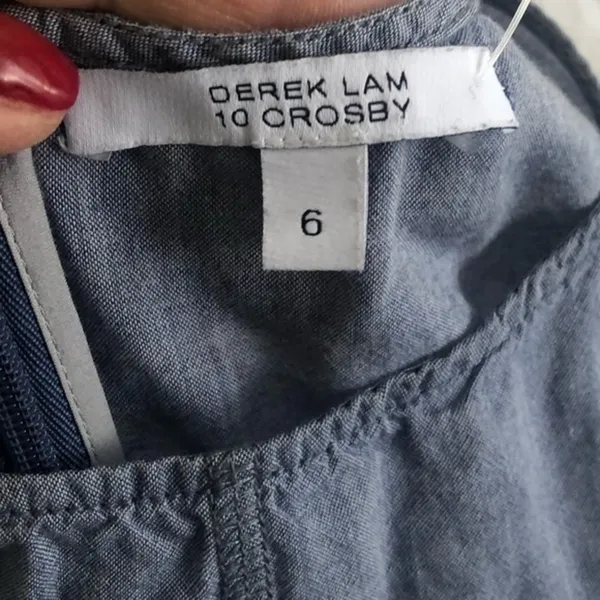 Derek Lam 10 Crosby Chambray Blue Sleeveless Asymmetrical Hem Tank Top 6 - Image 4