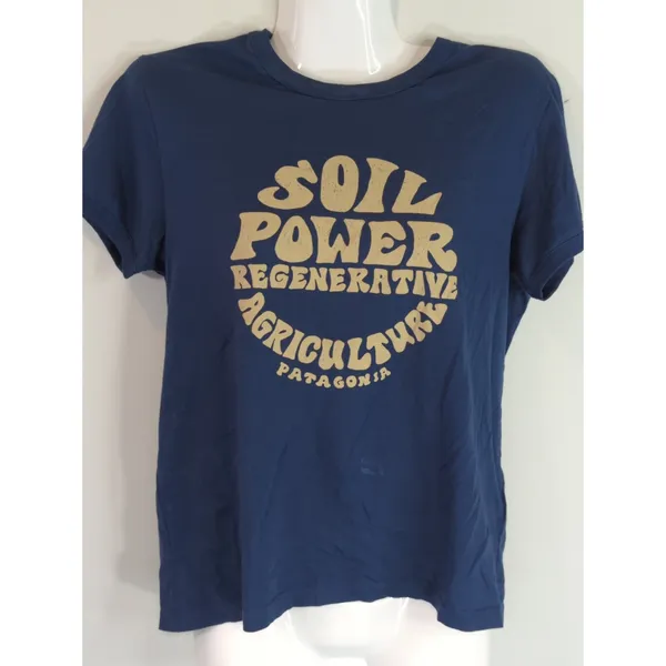Patagonia Navy Road To‎ Regenerative Ringer Tee Womens XS Regular Fit Organic - Image 2