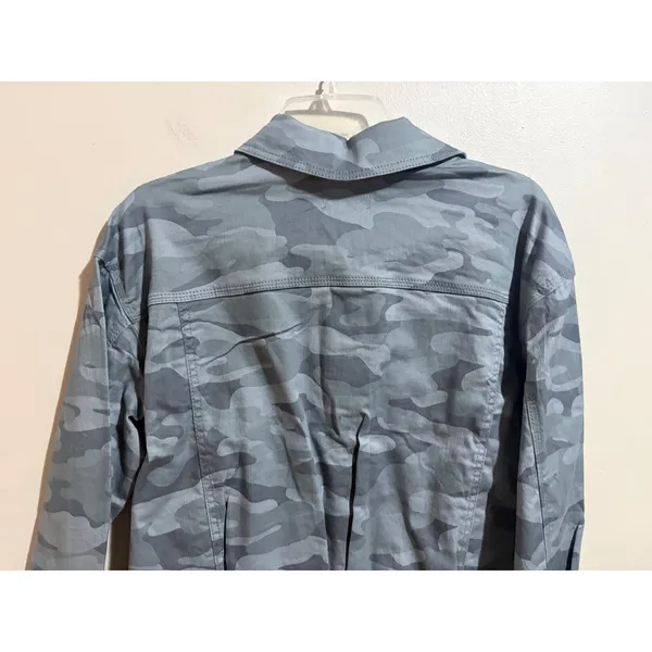 Democracy Camo Utility Jacket Womens Size S Grey Blue NWT Button Front Stretch - Image 9