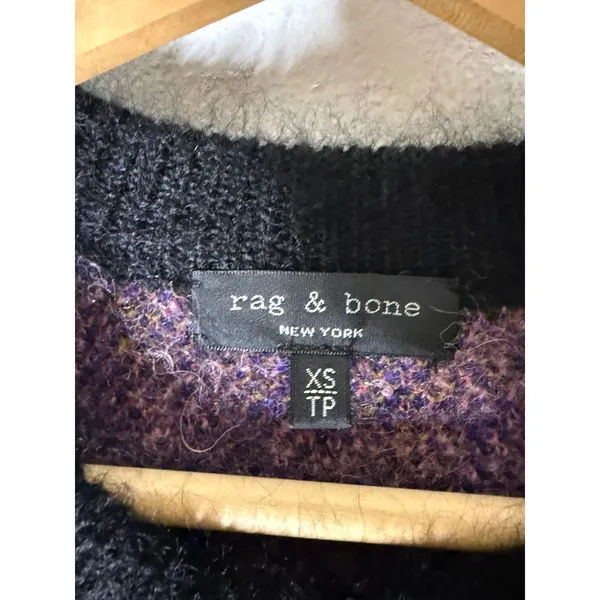 Rag & bone multicolor pink black orange mohair alpaca crew neck sweater XS‎ - Image 3