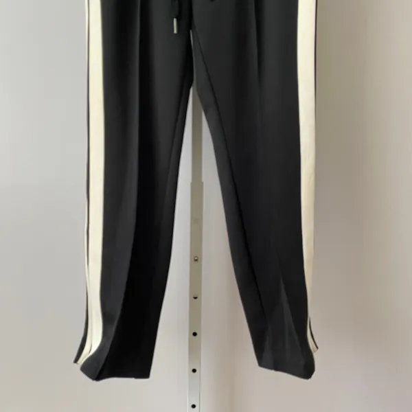 Pam & Gela S‎ Black Track Pants White Side Stripe Drawstring Tapered Athleisure - Image 3