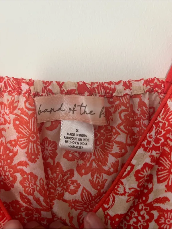 Red Cream Floral Wrap Mini Dress Small Tie Waist Beachy Resort Vacation Summer - Image 5