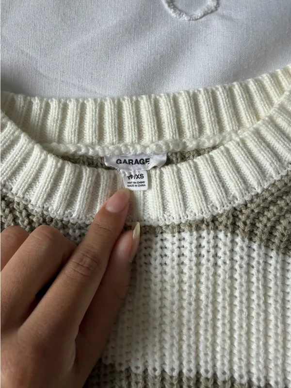 Garage Sweater Cream and Green Striped - Image 3