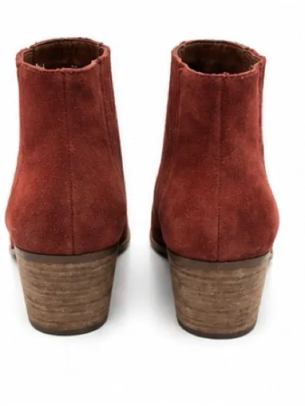 Dolce Vita Burgundy Suede Ankle Booties Size 9.5 Block Heel Chelsea Boots - Image 5
