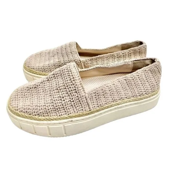 Vince Camuto Relinsta Beige Crochet Knit‎ Platform Slip On Loafers Size 9.5M - Image 4
