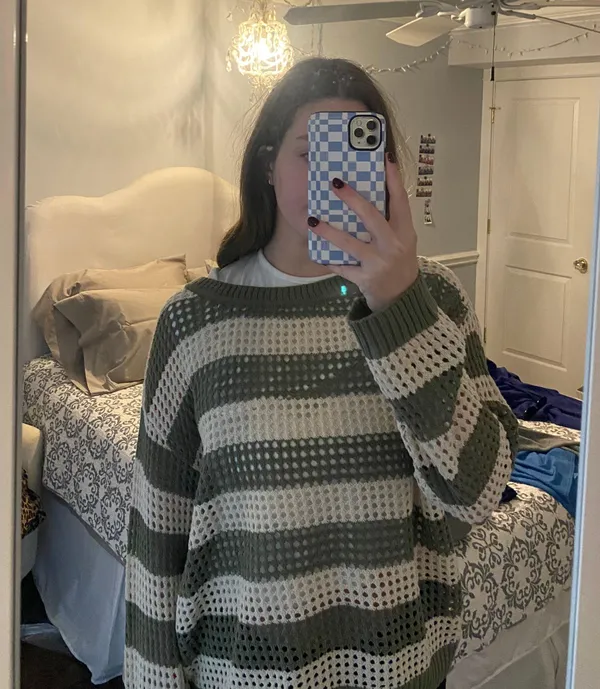 RDI Green and Cream Striped Sweater - Image 5