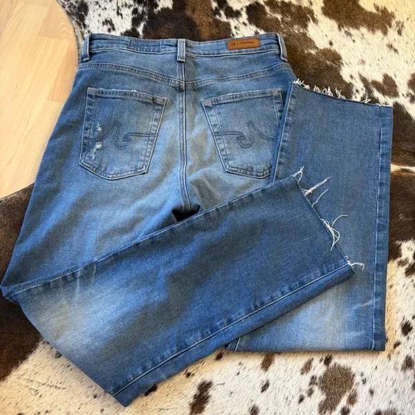 AG JEANS Saige Crop High Rise straight Leg‎ Jeans Size 28 Light Wash - Image 4