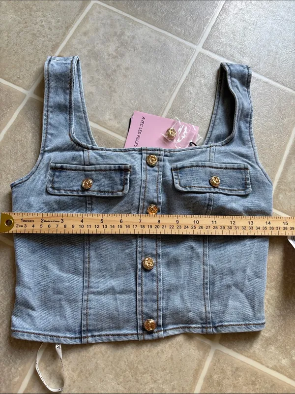 Avec Les Filles Light Blue Denim Mini - Image 4