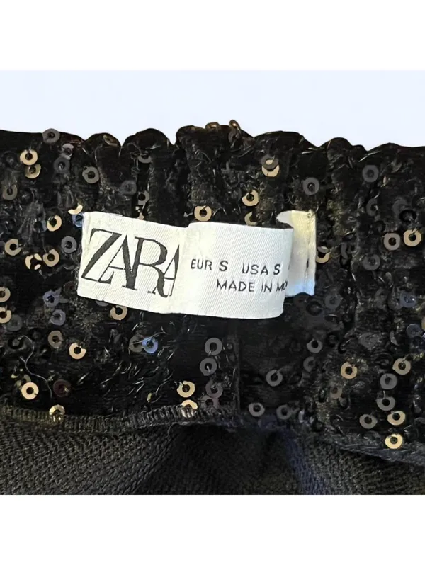 Zara black fairycore party going out clubwear sequin mini skirt size small - Image 6