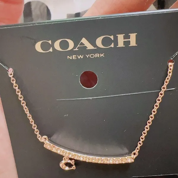 Coach RoseGold Pave Signature Bar Necklace 91431 NWT - Image 7