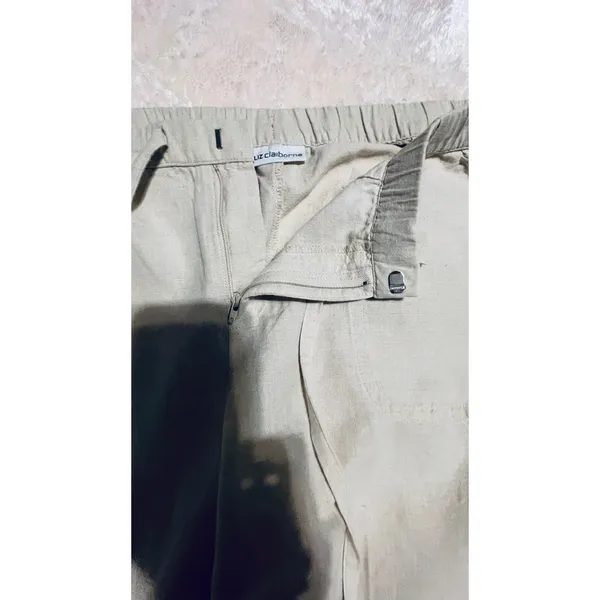 Liz‎ Claiborne Linen Blend Drawstring Crop Pants Beige Womens Large Wide Leg - Image 5