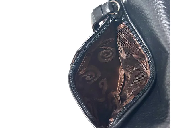 Brighton Late 90’s Black Trifold Shimmer Nolita Wallet w/Silver Scroll Buttons - Image 5