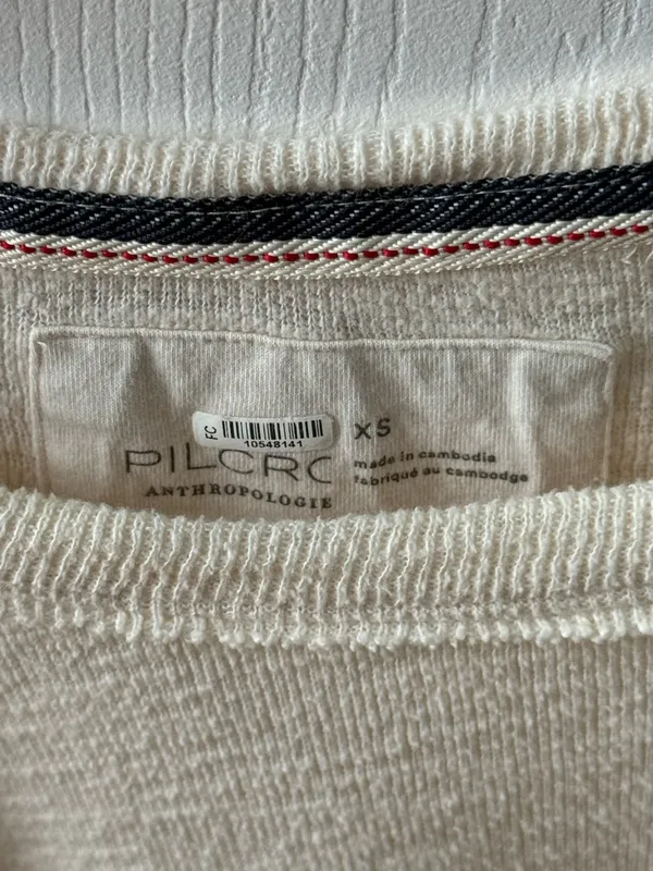 Anthropologie Pilcro Ruffled Raglan Thermal Top in Cream - Image 4